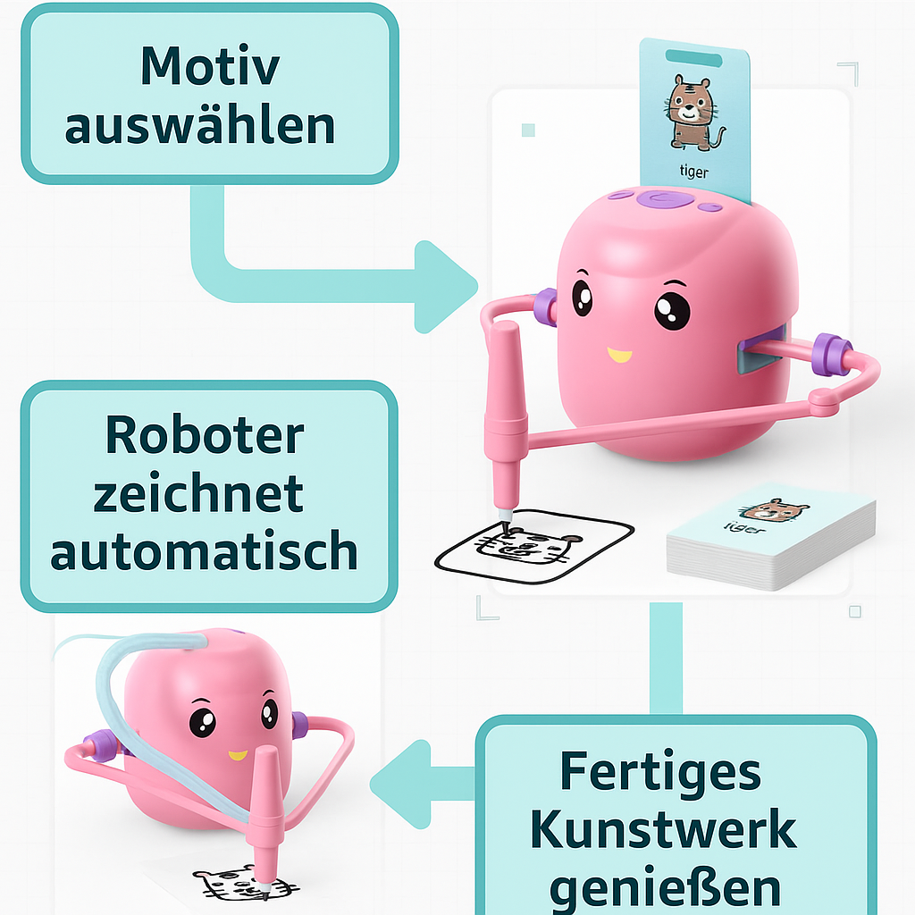 Interaktiver Lernroboter für Kinder – Montessori Zeichenroboter mit 150 Lernkarten & Sprachinteraktion