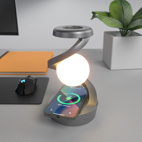 LunaSpin RGB Floating Moon Lamp with Wireless Charging