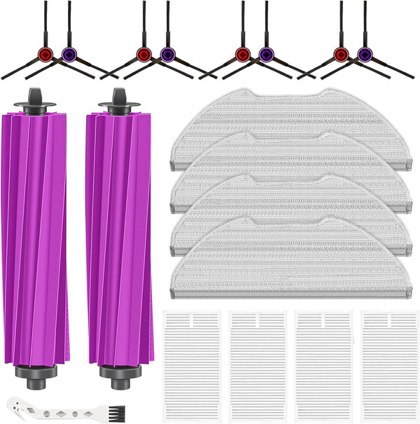 19 Pack Ersatzteile für E20 Plus Roboterstaubsauger, 2 Gummibürsten, 8 Kantenbürsten, 4 HEPA-Filter, 4 Wischpads, 1 Reinigungsbürste Zubehörset