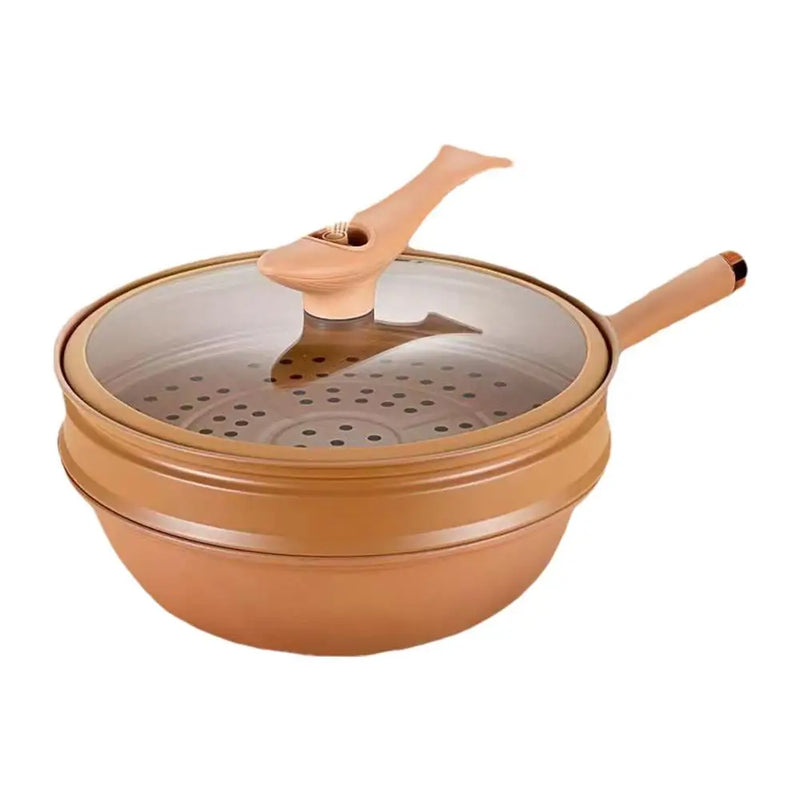 Titanium Clay Non-Stick Wok with Steamer