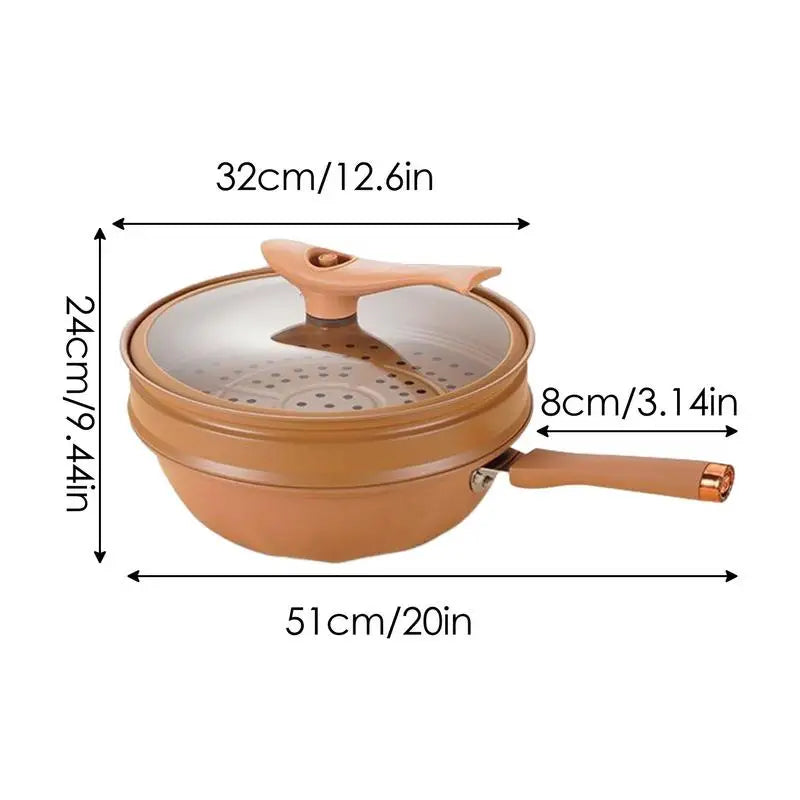 Titanium Clay Non-Stick Wok with Steamer